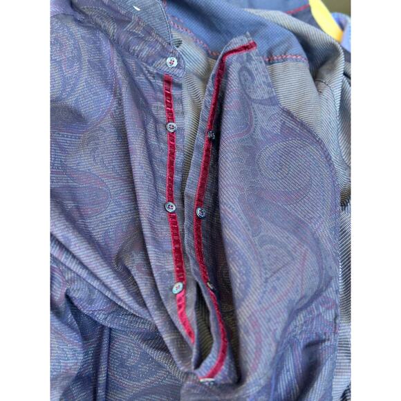 Bugatchi Uomo Men's XL Purple Paisley Print Long Sleeve Casual Button-Down Shirt - Picture 13 of 14